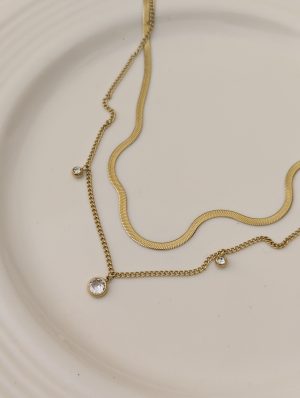 Triple Bezel Layered Chain