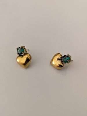 Emerald Crowned Heart Studs