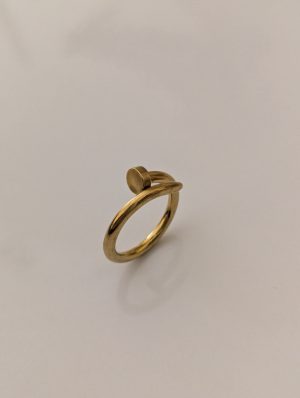 Golden Industrial Nail Ring