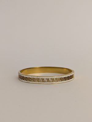 Greek Key Rhinestone Bangle