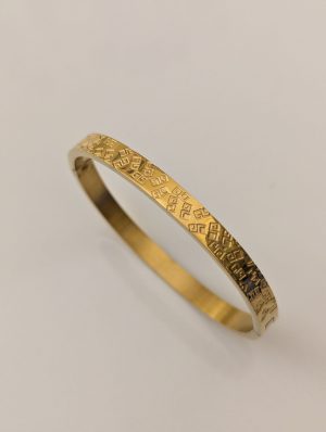 Engraved Gold Key Pattern Bangle